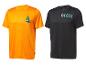 Deux t-shirts Crivit pour homme, un orange avec un logo 'bike' et un noir avec des détails verts.