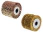 Brosses à rouleau abrasives et métalliques pour ponceuses, sur fond blanc.