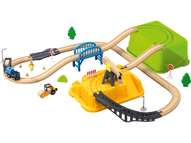 LUPILU® Circuit de train en bois, 42 pièces