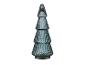 Blauwe glazen kerstboom met geribbelde details