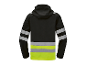 Veste noire à capuche avec bandes réfléchissantes.