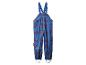 Pantalon de pluie bleu Spiderman pour enfants avec bretelles et sangles de pied réglables.