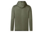 Un sweat à capuche vert.