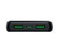 Batterie externe noire avec deux ports USB-A et un port USB-C