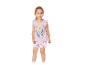Pyjama court lilas pour fille avec imprimé Elsa et short fleuri.