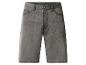 Grijze denim shorts voor heren met zakken en knoop.