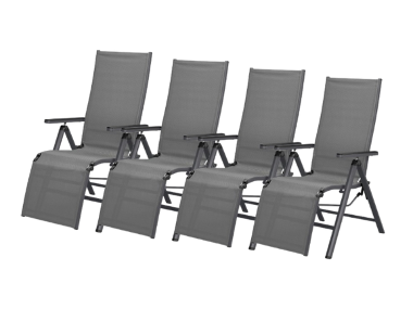 LIVARNO® Set de 4 fauteuils relax en aluminium »Houston«