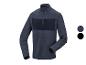 Donkerblauw shirt met lange mouwen, rits bij de hals en getextureerde panelen.