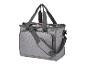 Un sac isotherme gris avec des poignées et une bandoulière.