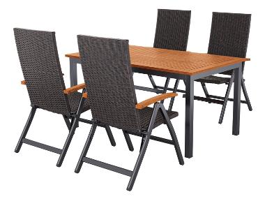 LIVARNO® Ensemble de jardin »Valencia«: Table avec 4 fauteuils pliants