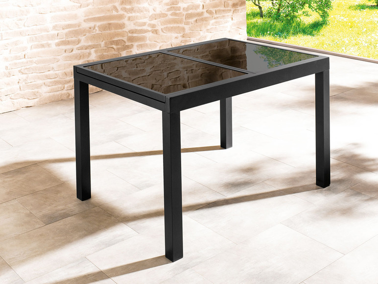 Ga naar volledige schermweergave: Aluminium tuinset zwart/antraciet met uittrekbare tafel en 4 relaxstoelen Houston LIVARNO home - afbeelding 4