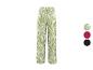 Damesbroek met groen-witte zebraprint, met effen kleuropties