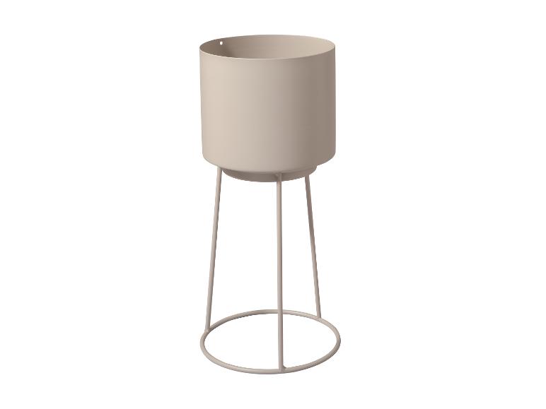 Pot de fleurs beige avec support en métal
