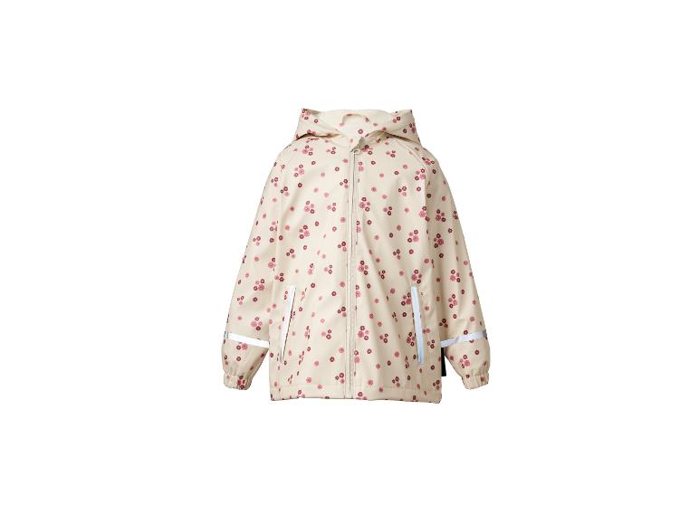 Kinder regenjas beige met roze bloemenprint en reflecterende details