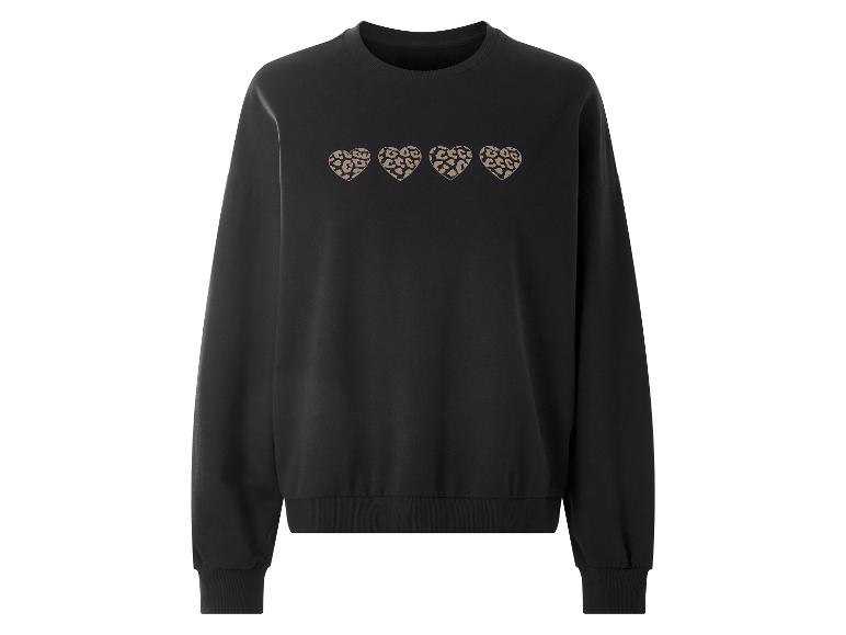 Sweat-shirt noir avec cœurs à motif léopard