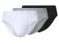 Trois slips pour hommes en blanc, gris et noir.