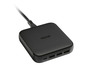 Een zwarte Tronic powerbank met vier aansluitingen.