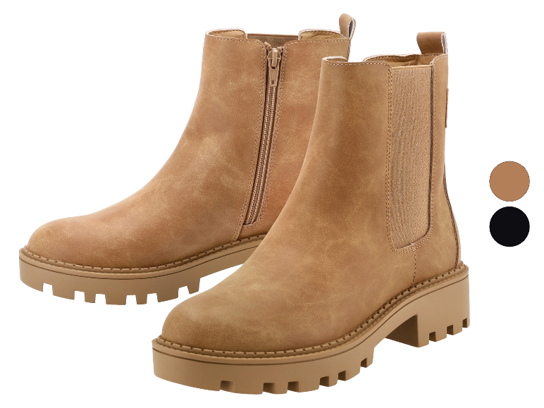 Lichtbruine Chelsea boots met een dikke zool.