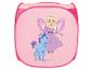 Roze wasmand met fee en eenhoorn.