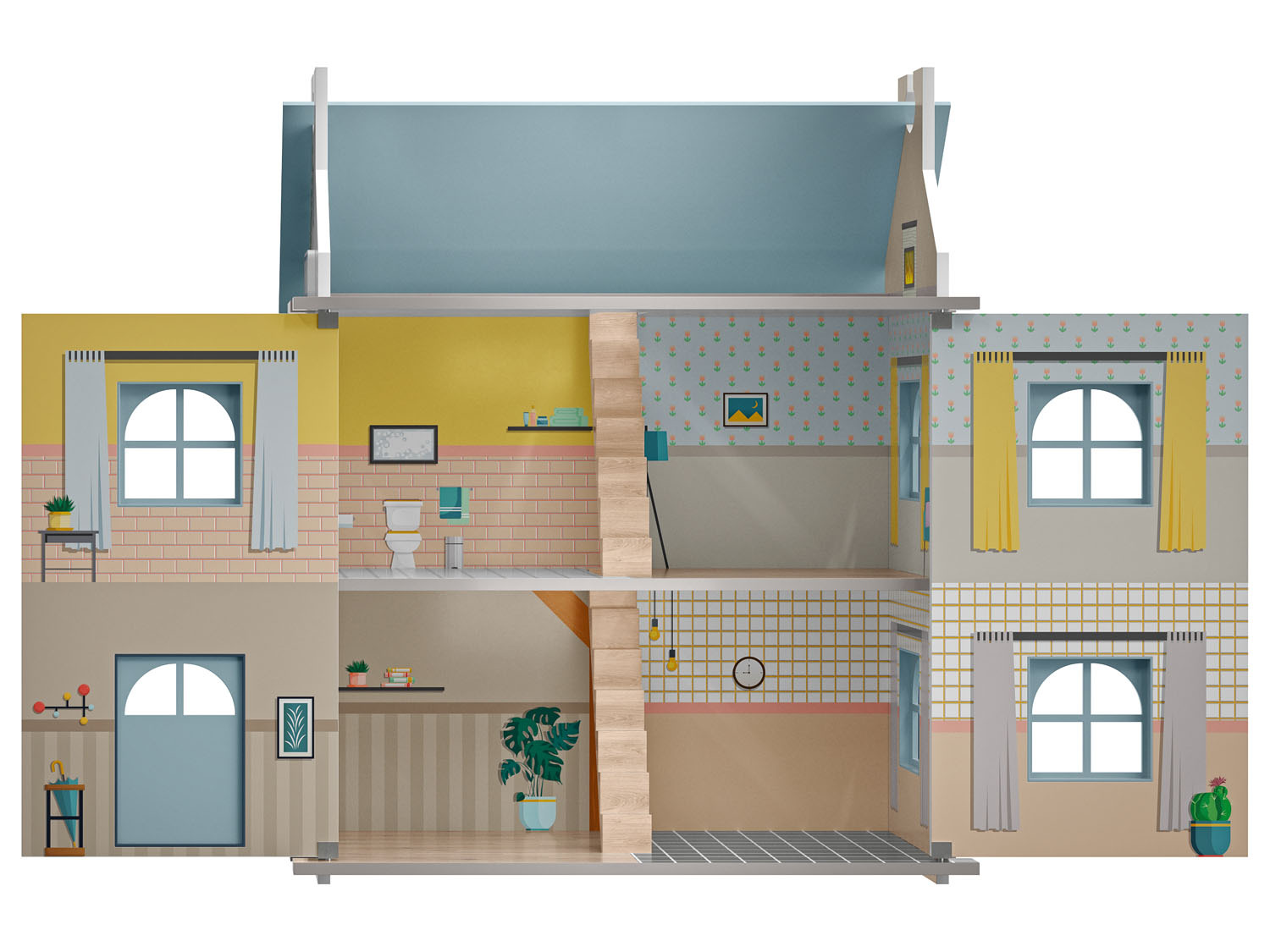 Maison de poupées rabattable en bois | Lidl.be