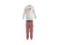 Pyjama blanc pour enfants avec imprimé cœurs et pantalon de survêtement rose.
