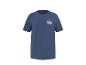 Blauw T-shirt met korte mouwen en herhaalde tekst 'CALL IT A DAY' op de borst.