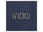 Donkerblauw T-shirt met reliëftekst 'WKND'.