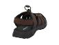 Bruine en zwarte herensandalen met verstelbare band en robuuste zool.