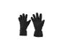 Une paire de gants d'hiver noirs, avec une bande réfléchissante sur l'un d'eux.
