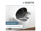Een close-up van een toilet met een soft-close toiletbril van Schütte.