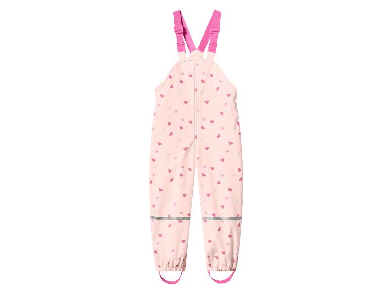 Salopette de pluie rose pour enfant avec motif cœurs et détails réfléchissants
