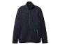 Donkerblauw jack met rits, hoge kraag en zijzakken.