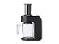 Extracteur de jus noir avec pichet transparent sur fond blanc