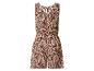 Combishort femme à imprimé marron et beige, col en V et taille élastique.