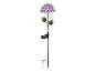 Solar tuinpaal met paarse bloemen en bladeren.