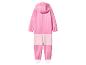 Combinaison rose à capuche pour enfants avec blocs de couleur, vue arrière.