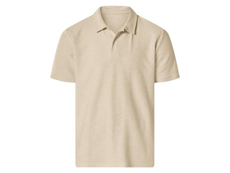 Beige poloshirt met korte mouwen voor heren.