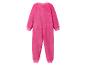 Roze fleece jumpsuit voor kinderen, achteraanzicht.
