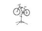 Support de réparation de vélo avec un vélo monté, prêt pour l'entretien.