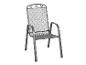 Chaise de jardin en métal gris avec dossier et assise en maille, avec accoudoirs