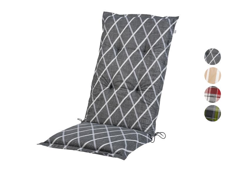 Grijze tuin kussen met diagonaal patroon.