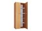 Open houten kast met witte planken op een witte achtergrond
