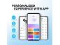 Écouteurs avec application mobile pour un son personnalisé, un mode jeu et du bruit blanc.