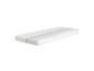 Wit tweedelig matras, met de tekst 'SAFE ASLEEP' op een van de secties