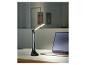 Lampe de bureau LED avec horloge et ordinateur portable.