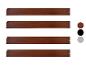 Quatre planches de bois marron avec des échantillons de couleur sur le côté