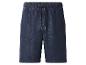 Short en jean bleu foncé avec taille élastique et cordon de serrage.