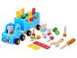 Peppa Pig houten speelgoedset met vrachtwagen, gereedschap en figuren.
