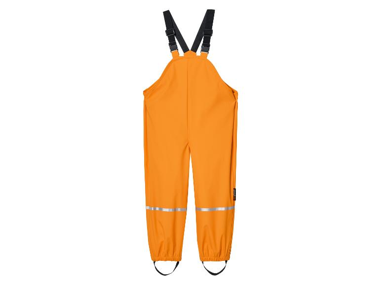Oranje regenbroek met bretels voor kinderen.