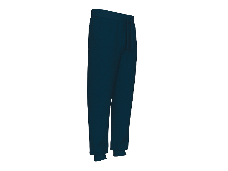 Donkerblauwe joggingbroek.